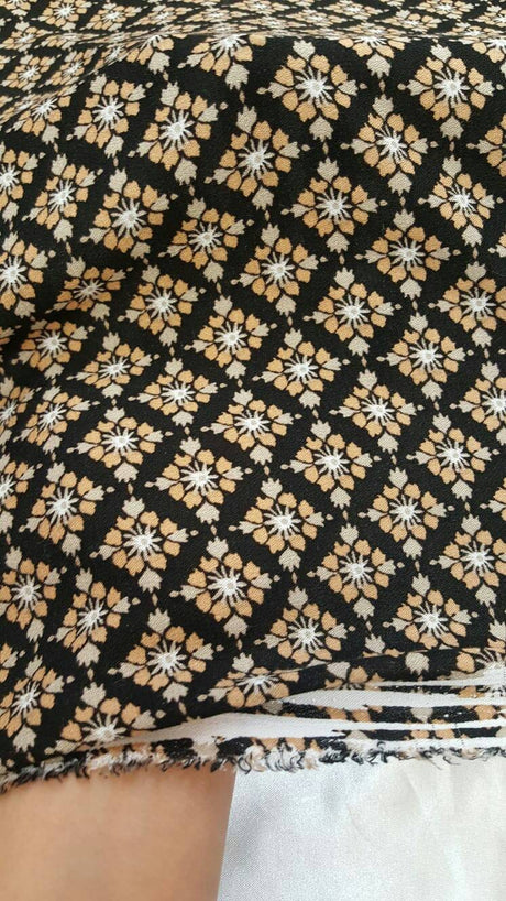 Rayon Challis Tiny Floral Print Black