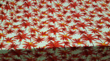 Rayon Challis Red Palm Trees Off White