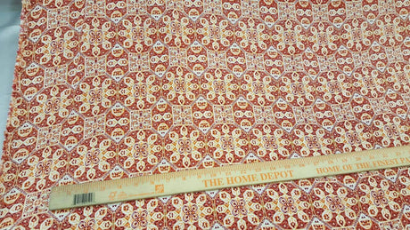 Rayon Challis Orange Yellow Geometric Floral Print