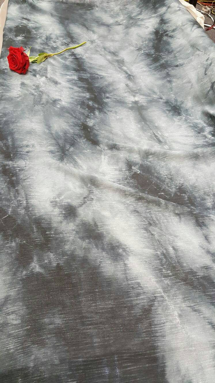 Rayon Challis Crepe Tie Dye Black Gray Fabric