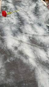 Rayon Challis Crepe Tie Dye Black Gray Fabric