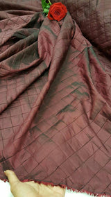 Brocade Taffeta Wine Geometric Square Fabric