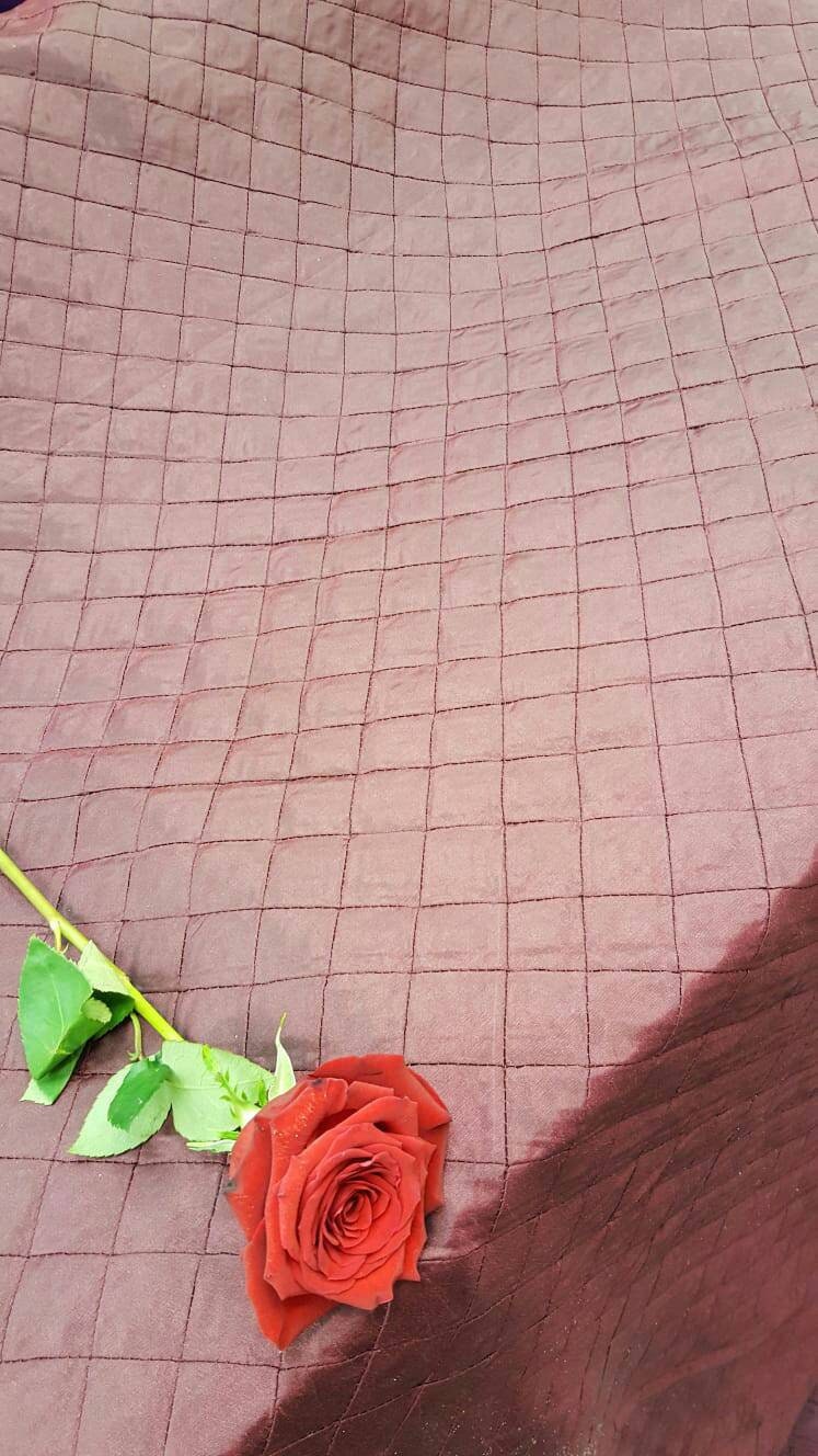 Brocade Taffeta Wine Geometric Square Fabric