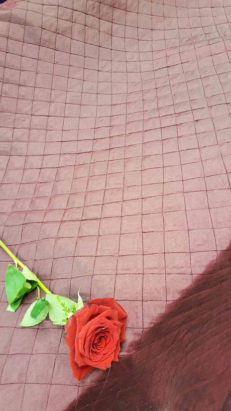 Brocade Taffeta Wine Geometric Square Fabric