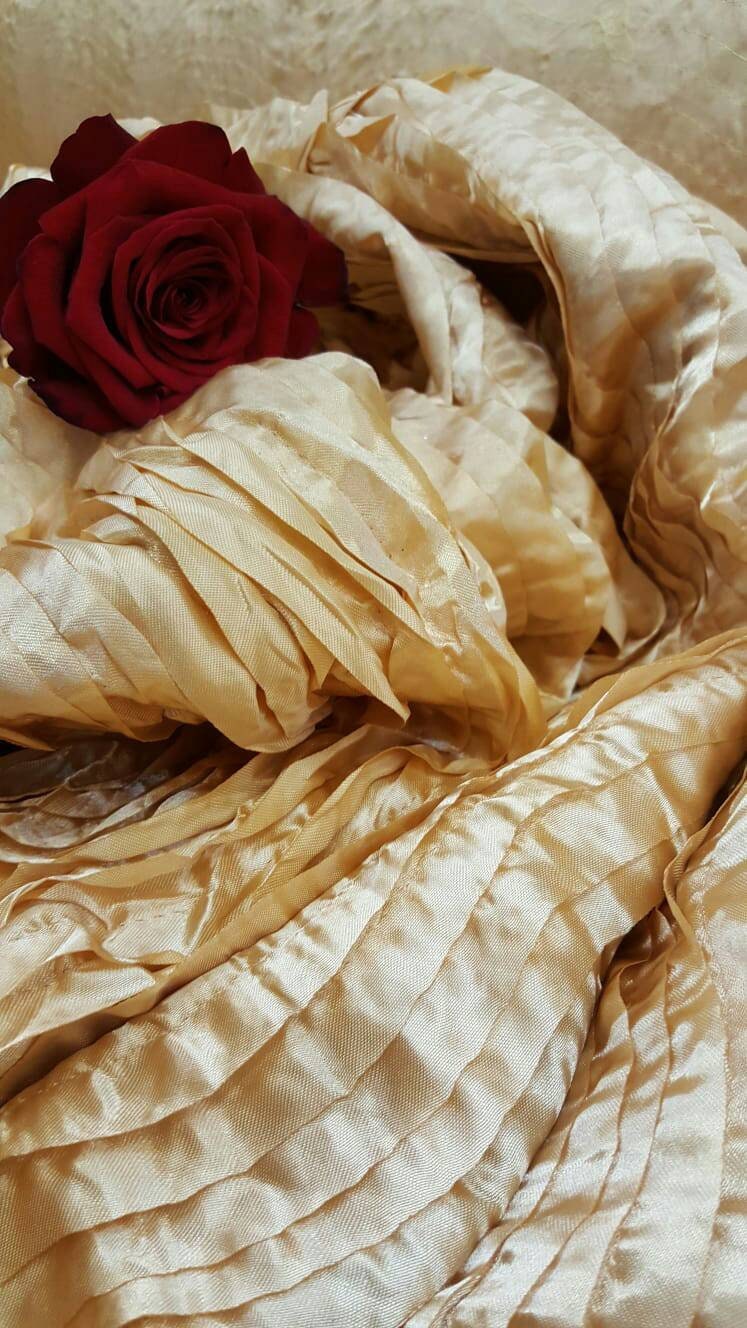 Gold Waves Satin Fabric