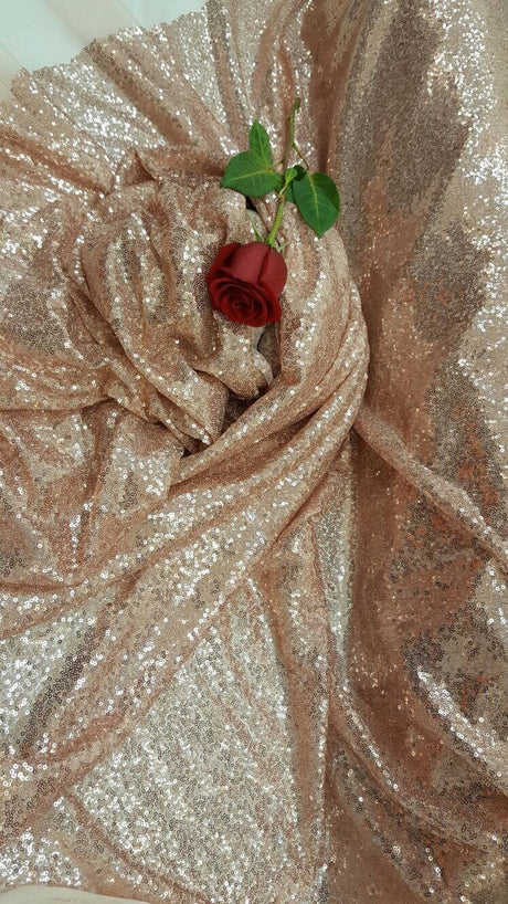 Sequin Mesh Fabric Champagne Gold