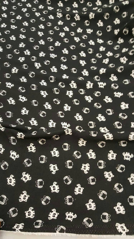 Rayon Challis Black and White Owls