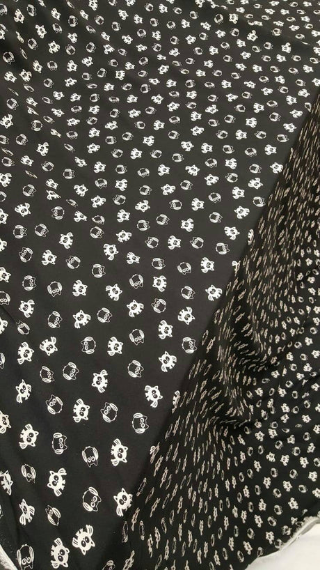 Rayon Challis Black and White Owls