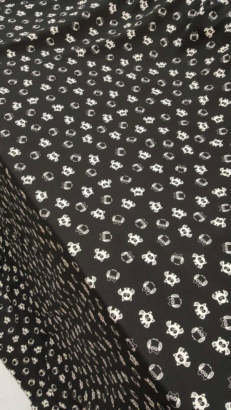 Rayon Challis Black and White Owls