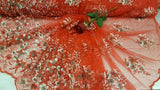 Red Floral Lace on Mesh