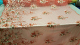 Embroidered Floral Lace Mesh Coral