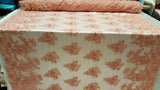 Embroidered Lace Floral Pearls on Mesh Peach