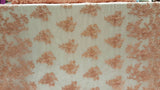 Embroidered Lace Floral Pearls on Mesh Peach