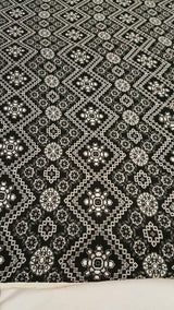 Rayon Crepe Geometric Black and White Fabric