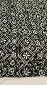 Rayon Crepe Geometric Black and White Fabric