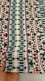 Rayon Challis Geometric Textured Blue Hues