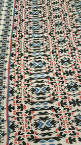 Rayon Challis Geometric Textured Blue Hues