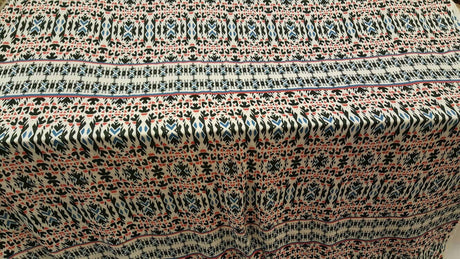 Rayon Challis Geometric Textured Blue Hues