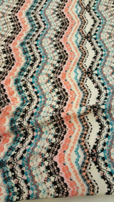 Rayon Challis Geometric Textured Blue Hues