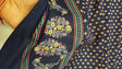 Rayon Challis Floral Print Fabric Navy Blue Yellow