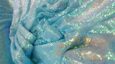 Sequin Fabric Sky Blue Iridescent