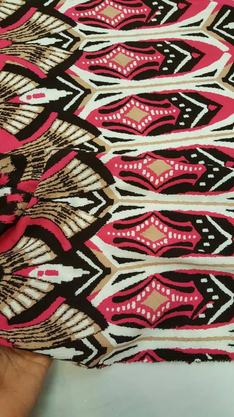 Rayon Challis Egyptian Print Magenta
