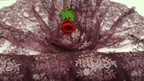 Embroidered Lace on Mesh Eggplant