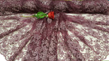 Embroidered Lace on Mesh Eggplant