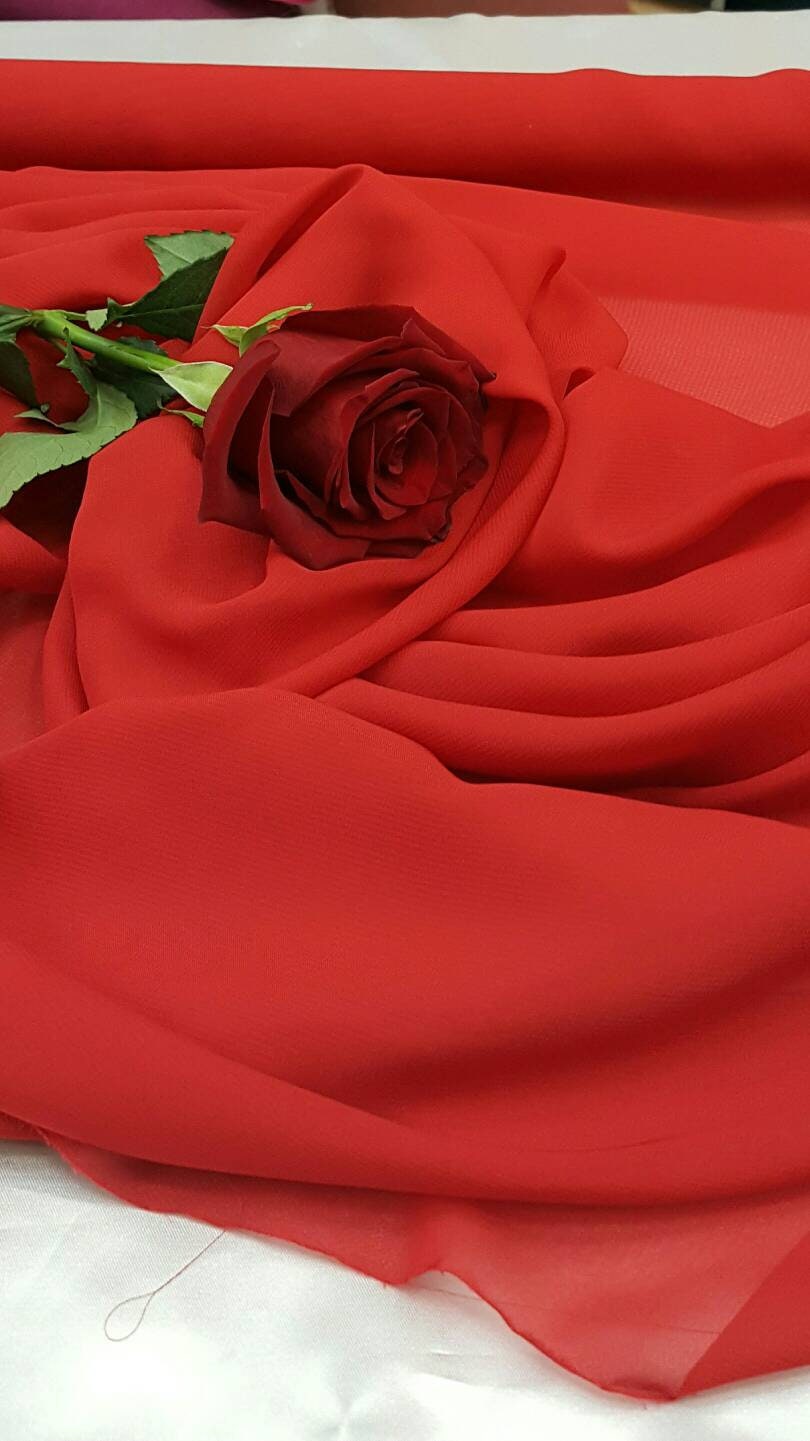 Red Chiffon Fabric