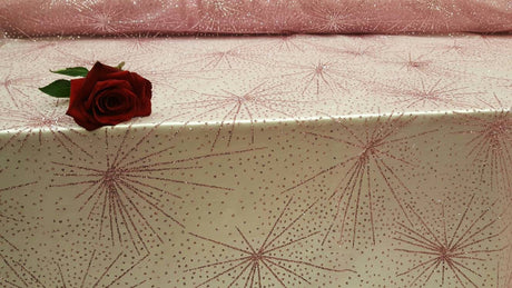 Pink Glitter Lace Stars Fabric
