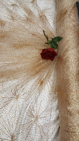 Gold Glitter Lace Stars Fabric