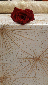 Gold Glitter Lace Stars Fabric