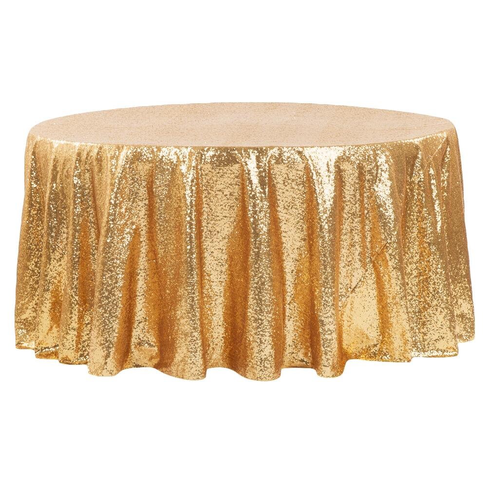 Gold Sequin Tablecloth 108in Round