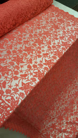Coral Embroidery Lace Double Scalloped