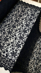 Embroidered Guipure Lace Navy Blue