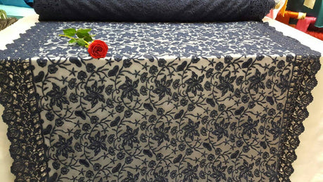 Embroidered Guipure Lace Navy Blue