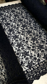 Embroidered Guipure Lace Navy Blue