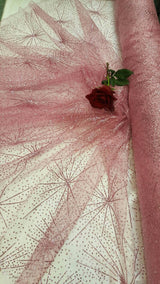 Pink Glitter Lace Stars Fabric