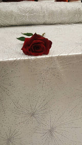 Glitter Lace Stars Silver Mesh