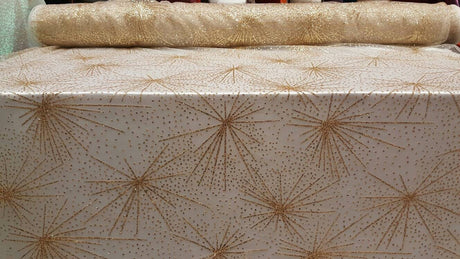 Gold Glitter Lace Stars Fabric