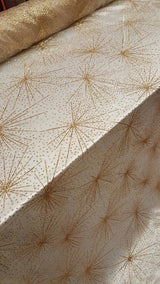 Gold Glitter Lace Stars Fabric