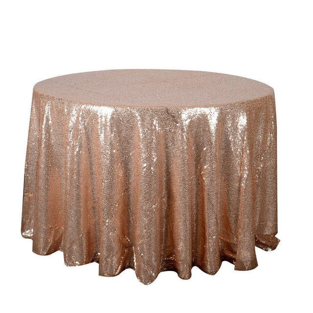 Rose Gold Sequin Tablecloth 108in Round