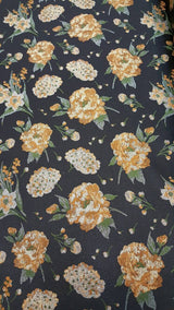 Brocade Jacquard Floral Black Gold Fabric