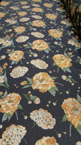 Brocade Jacquard Floral Black Gold Fabric
