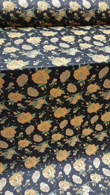 Brocade Jacquard Floral Black Gold Fabric