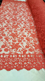 Coral Embroidery Lace Double Scalloped