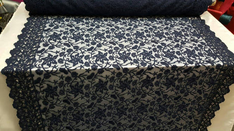 Embroidered Guipure Lace Navy Blue