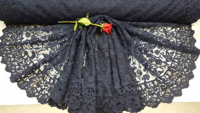 Embroidered Guipure Lace Navy Blue