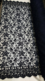 Embroidered Guipure Lace Navy Blue