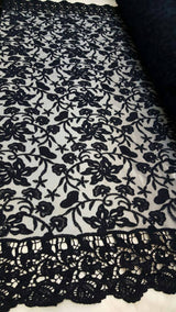 Embroidered Guipure Lace Navy Blue